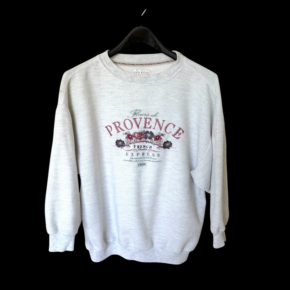 Vintage 90's Express Athletique Fleurs Sweatshirt Gray Floral XS Oversized